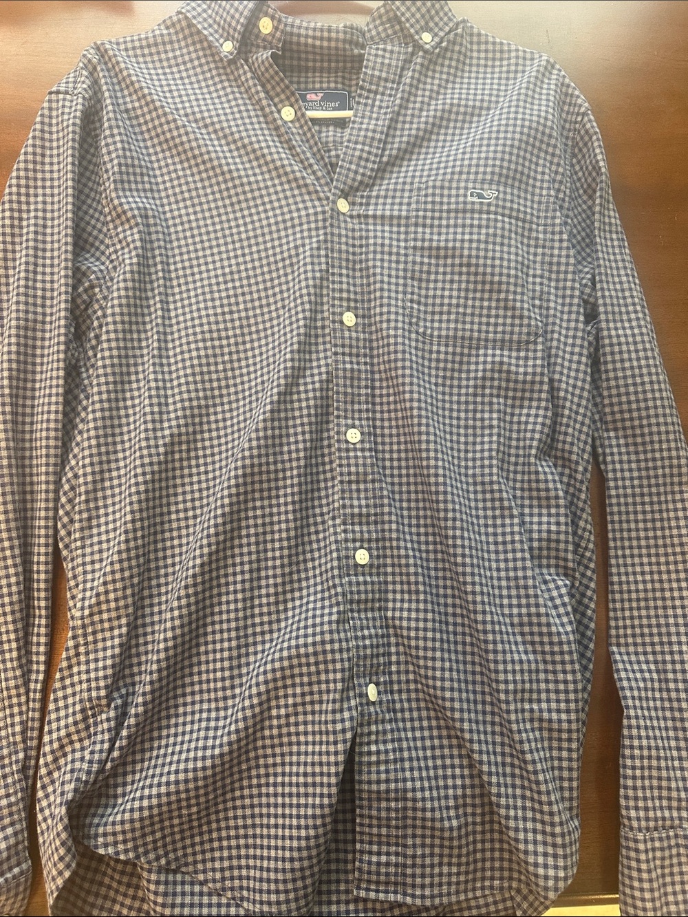 Vineyard Vines Navy and White Gingham Button-Down Shirt
